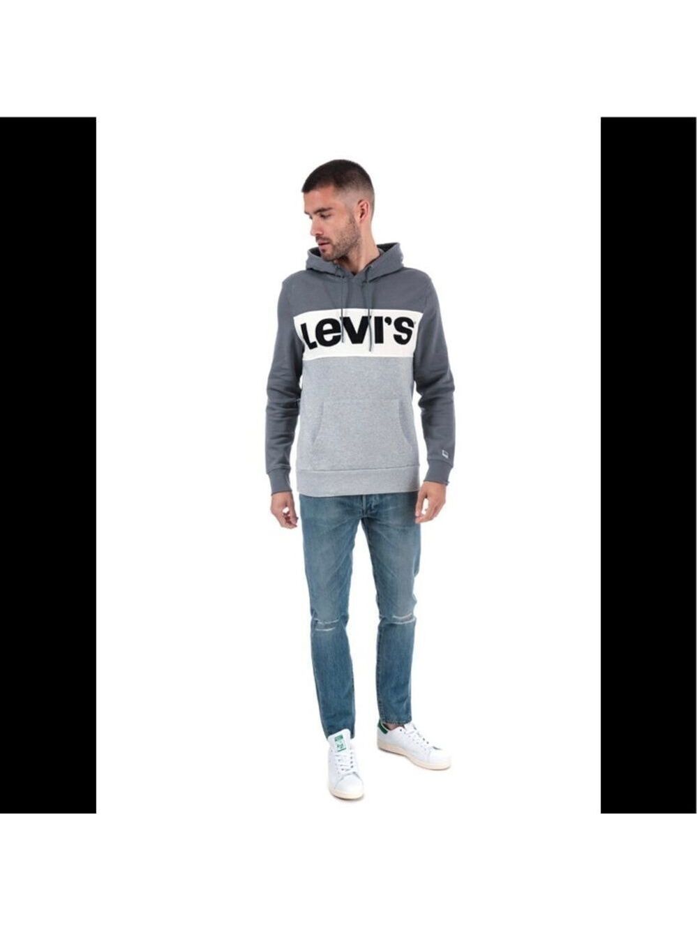 𝅺💥LEVI’S Gray logo drawstring pull over hoodie size small